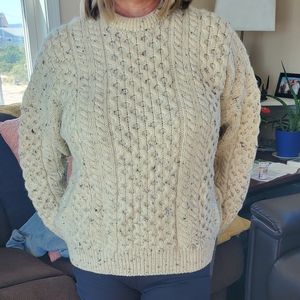 Irish Aran Cable Knit Wool Sweater